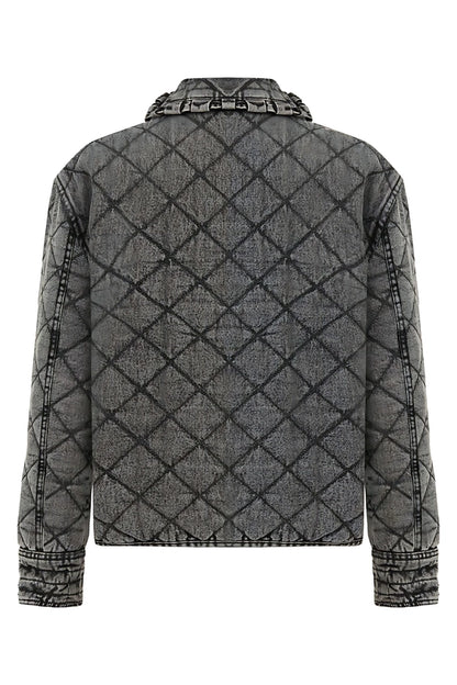 Quilted Stone Embellished Jean Jacket