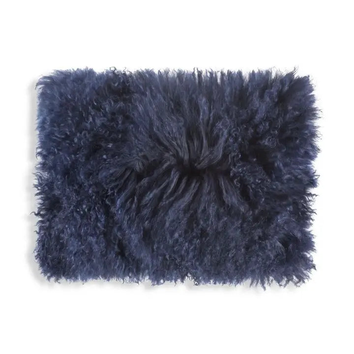 Luna Navy Mongolian Fur Pillow