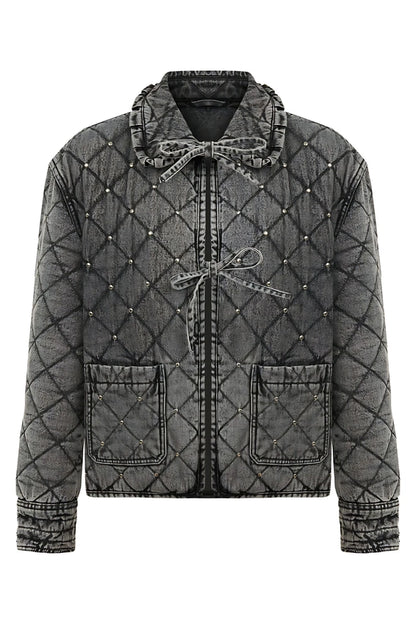 Quilted Stone Embellished Jean Jacket