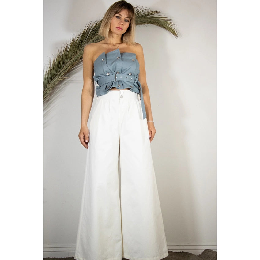 Cotton Layerd Style Belted Crop Top