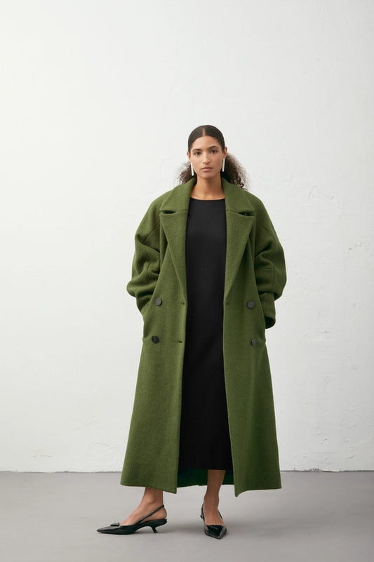 Cocoon Double-Breasted Coat- A LINE