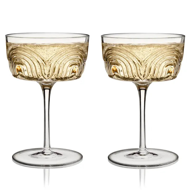 Deco Beau Crystal Cocktail Coupes - Set of 2