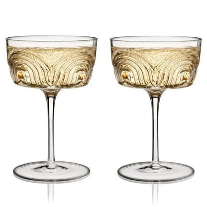 Deco Beau Crystal Cocktail Coupes - Set of 2