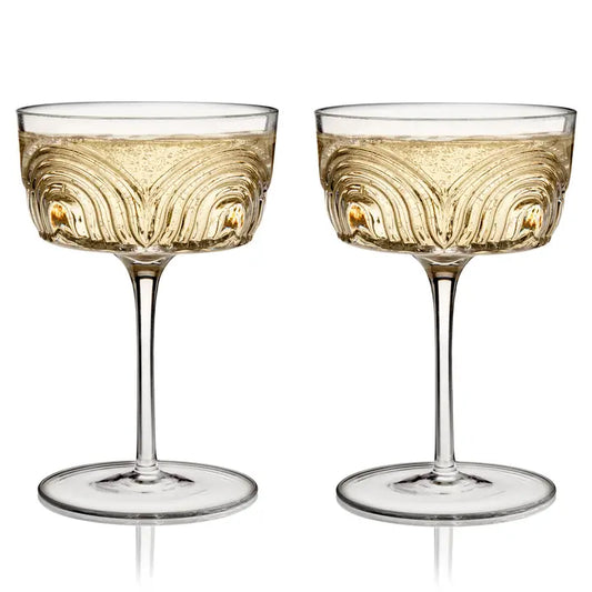 Deco Beau Crystal Cocktail Coupes - Set of 2