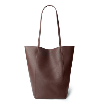 Genuine Leather Minimalism Bucket Shape Shoulder Tote Bag