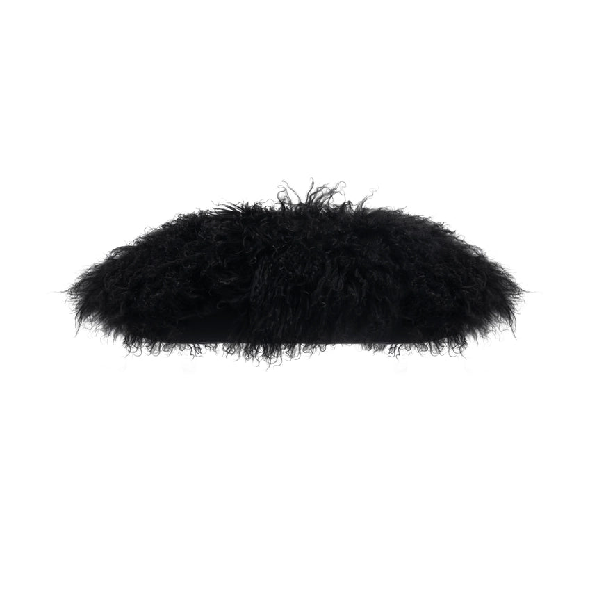 Luna Black Fur Lumbar Pillow